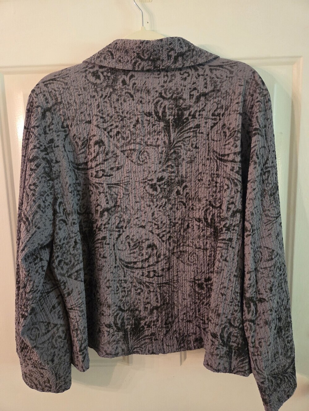 Habitat Womens Button Front Jacket Medium Crinkle Textured Gray Casual Lagenlook - Picture 4 of 8